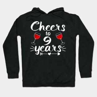 Cheers to 9 years Anniversary Gifts For Women and Men Hoodie